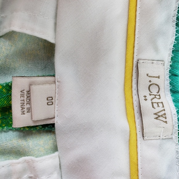 J Crew Shorts size 00 flat front shorts pineapples 3" Colorful green preppy - Picture 3 of 8